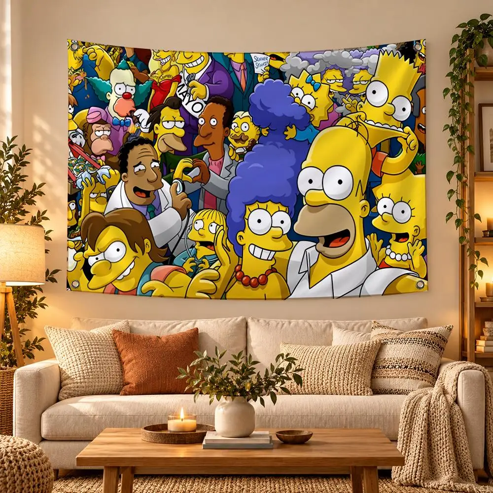 Anime The S-Simpsons Flags Soft Skin-friendly Durable Tapestry Outdoor Party Home Living Room Bedroom Decoration