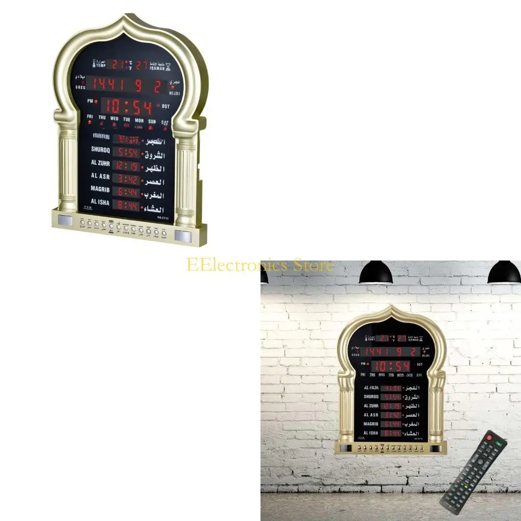 

B03C Wall Mount Digital Azan Clock LED Display Decorative Clock Prayer Clock for Home Mosque Wall Clock Prayer Islamic Clock