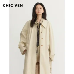 CHIC VEN-Manteau long à boutonnage simple pour femme, pardessus décontracté pour femme, coupe-vent femme, automne, printemps, 2023