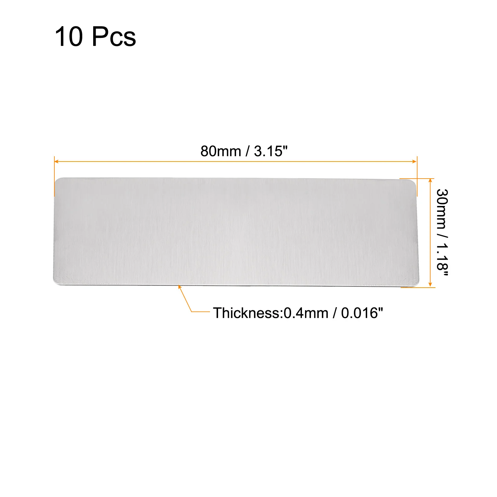 10/15/20pcs Blank Metal Card 80x30x0.4mm 201 Stainless Steel Plate Brushed for DIY Laser Engraving Nameplate Label Tag