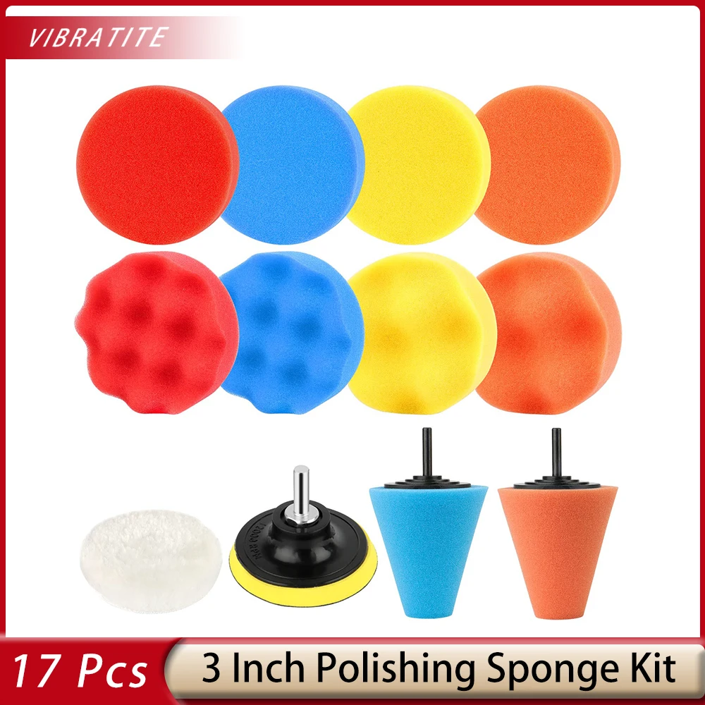 17 Pcs Polishing Sponges Pads 13-Piece Polishing Sponge Car Set Polishing Pad Set Car Polishing Pads Polishing Machine Polishing