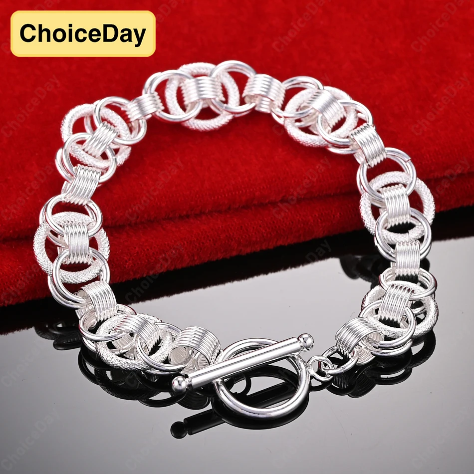 ChoiceDay 8 Inch 925 Sterling Silver 20cm Delicate Round Braided Bracelet Women Accessories Jewelry Gift Party