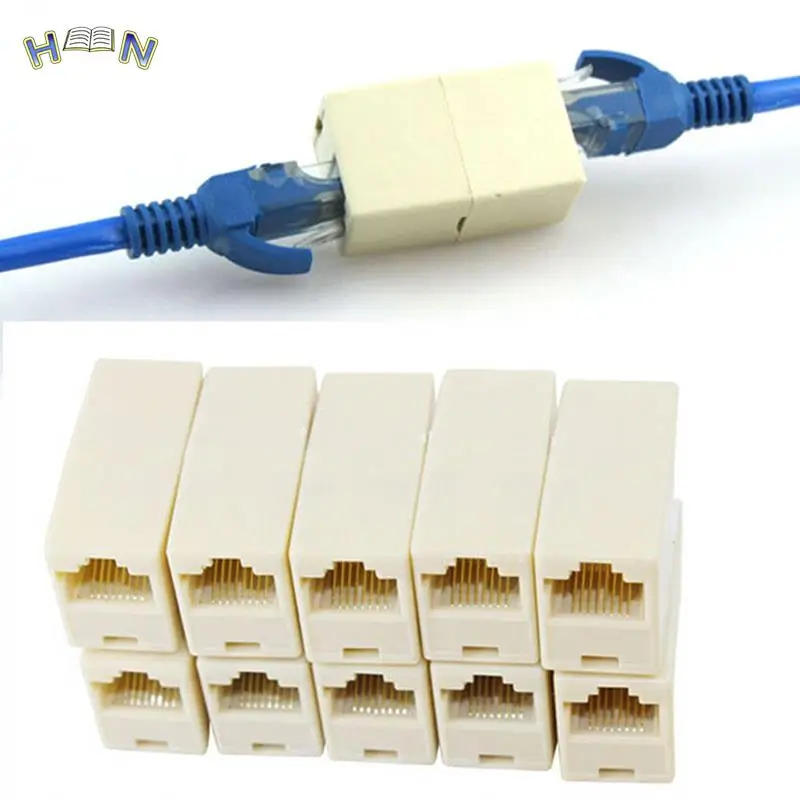 10pcs RJ45 RJ-45 RJ 45 Ethernet Cable Female To Female Type Lan Connector Coupler Adapter Joiner Networking Accessories