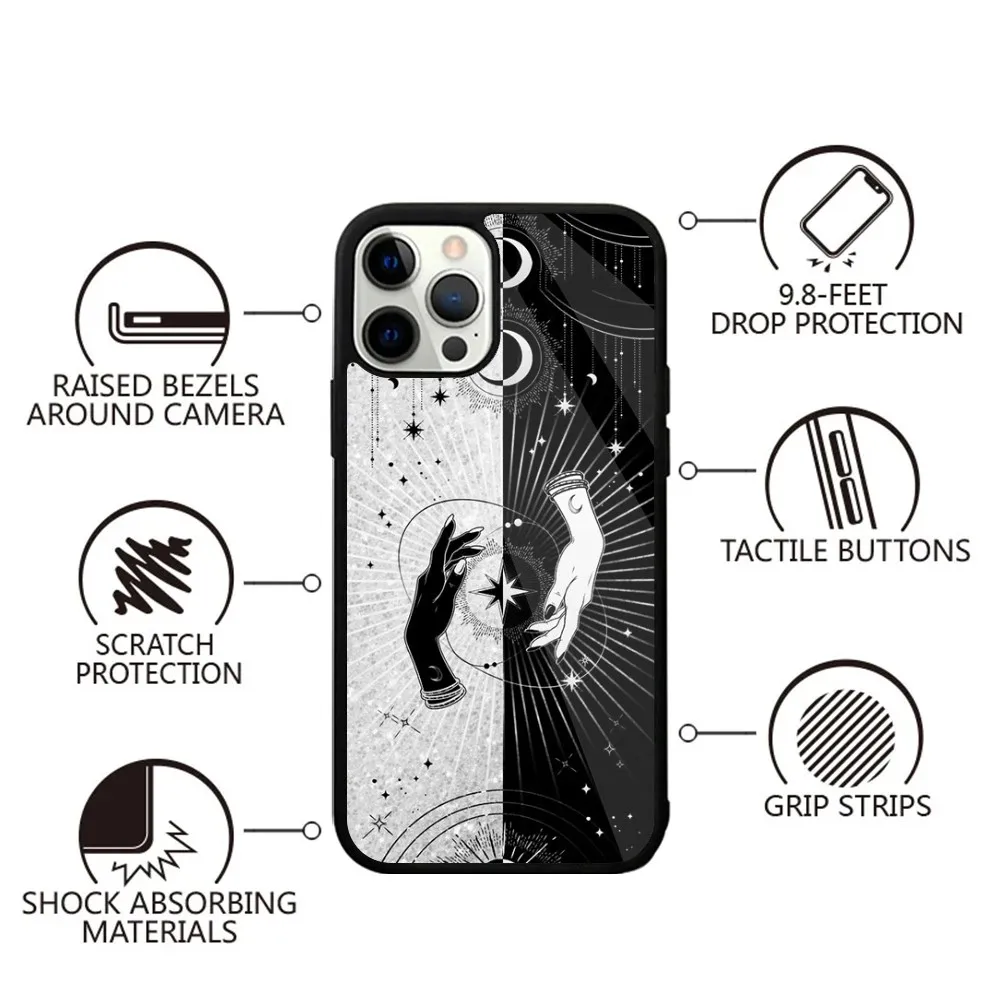 Suns Moons Astrological Phone Case Strong Magnetic For IPhone 15,14,13,Pro,Max,Plus,11,12,Mini For Magsafe Wireless Charging