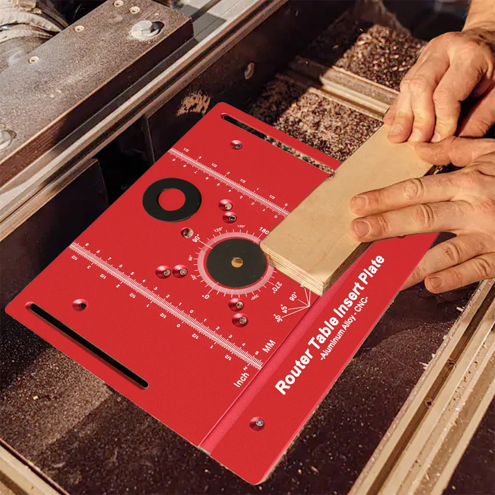 Router Table Insert Plate Metric & Inch Milling Table Insertion Plate 180° Marking For Woodworking Slotting Trimming Chamfering