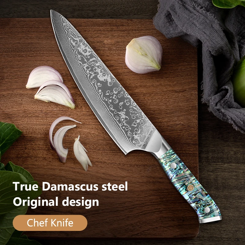 8 inch Chef Knife Japanese Damascus Steel 67 Layers Kitchen knife Super Sharp Cooking Kitchen Carving Knife Abalone shell Handle