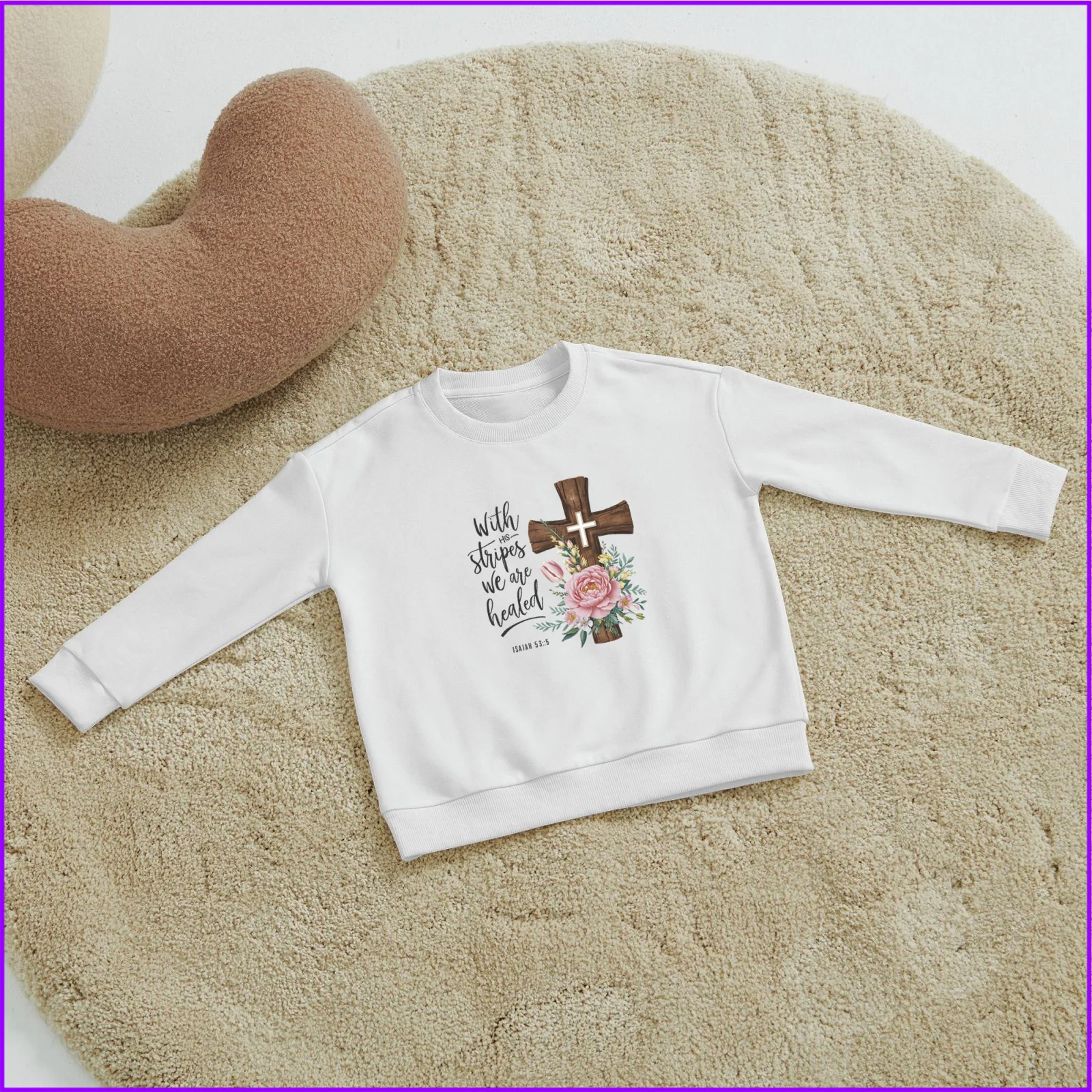 With His Stripes We Are Healed Faith Cross Jesus God Sja3511 Kids Boys Girls Hoodies Sweatshirts Letter Fashion Manga Back To Sc