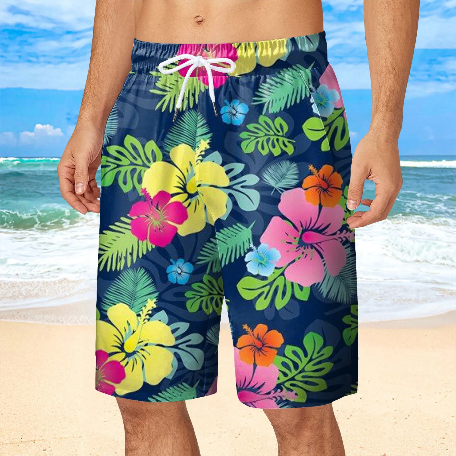 Hawaii Vacation Beach Shorts For Men 3d Printed Flower Casual Pants Board Shorts Swimsuit Trunks Hawaiion Short