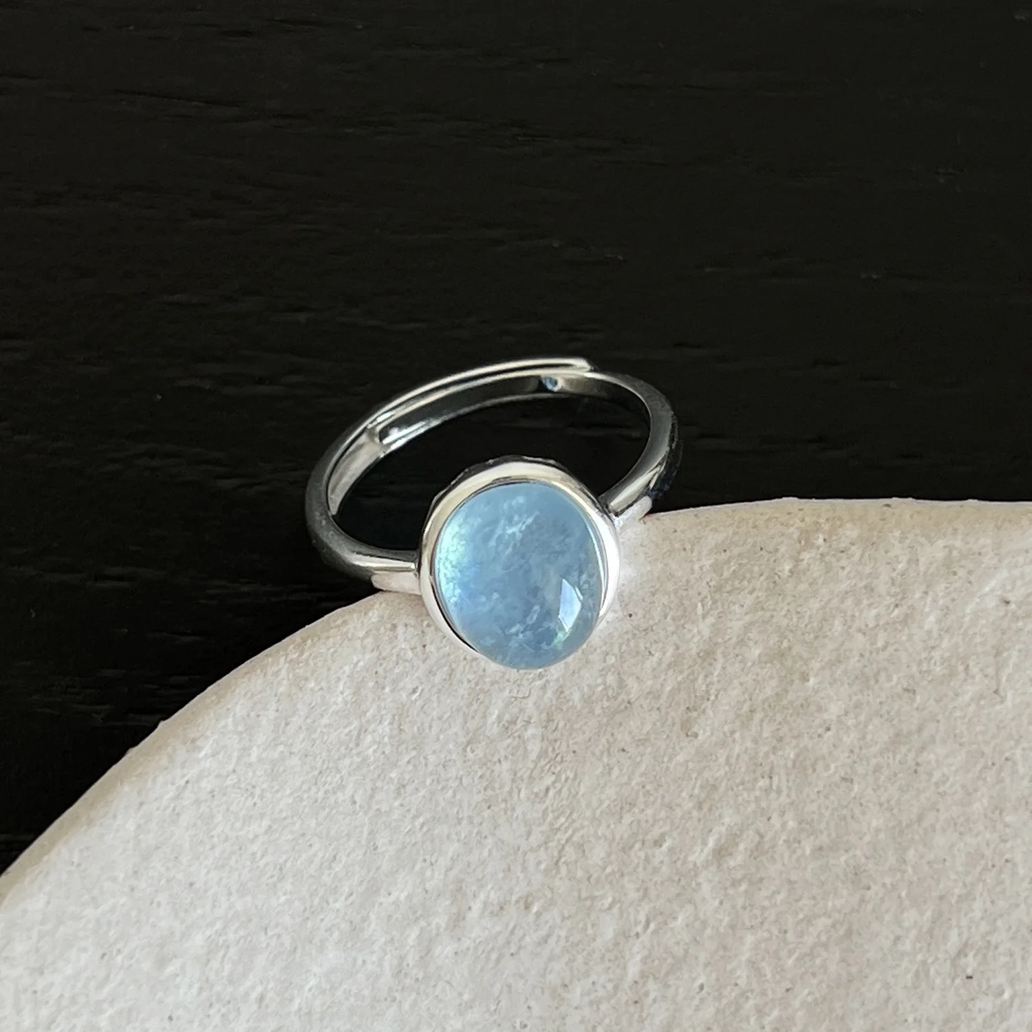 Women's 925 Sterling Silver Blue Stone Minimalist Ring