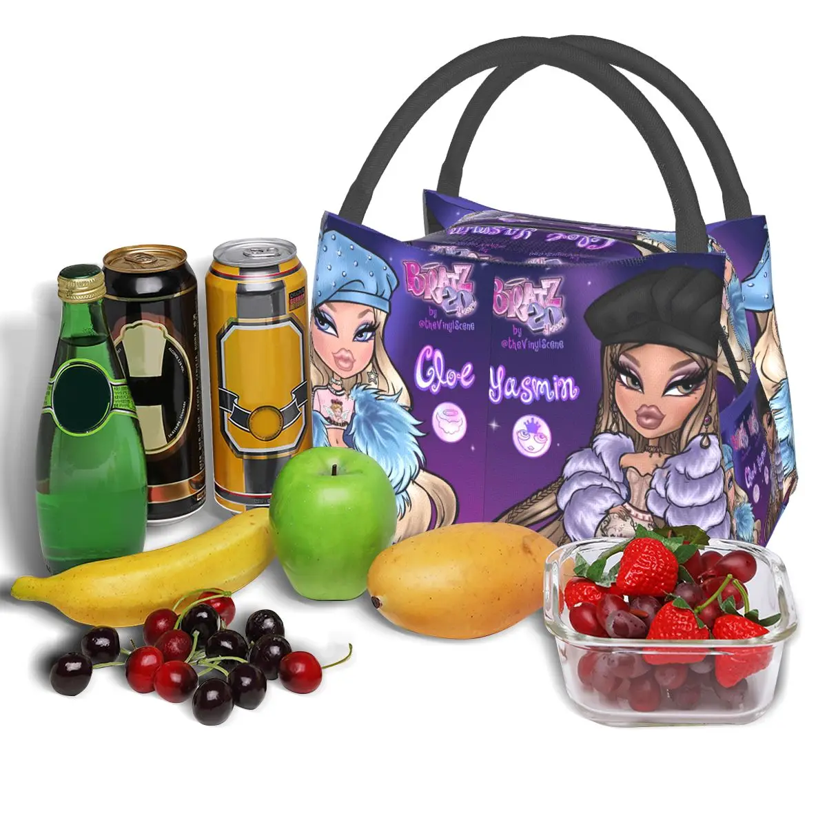 Bratz Girl Cartoon Lunch Bag Cute Funny Lunch Box For Women Travel Portable Zipper Cooler Bag Custom Thermal Tote Handbags