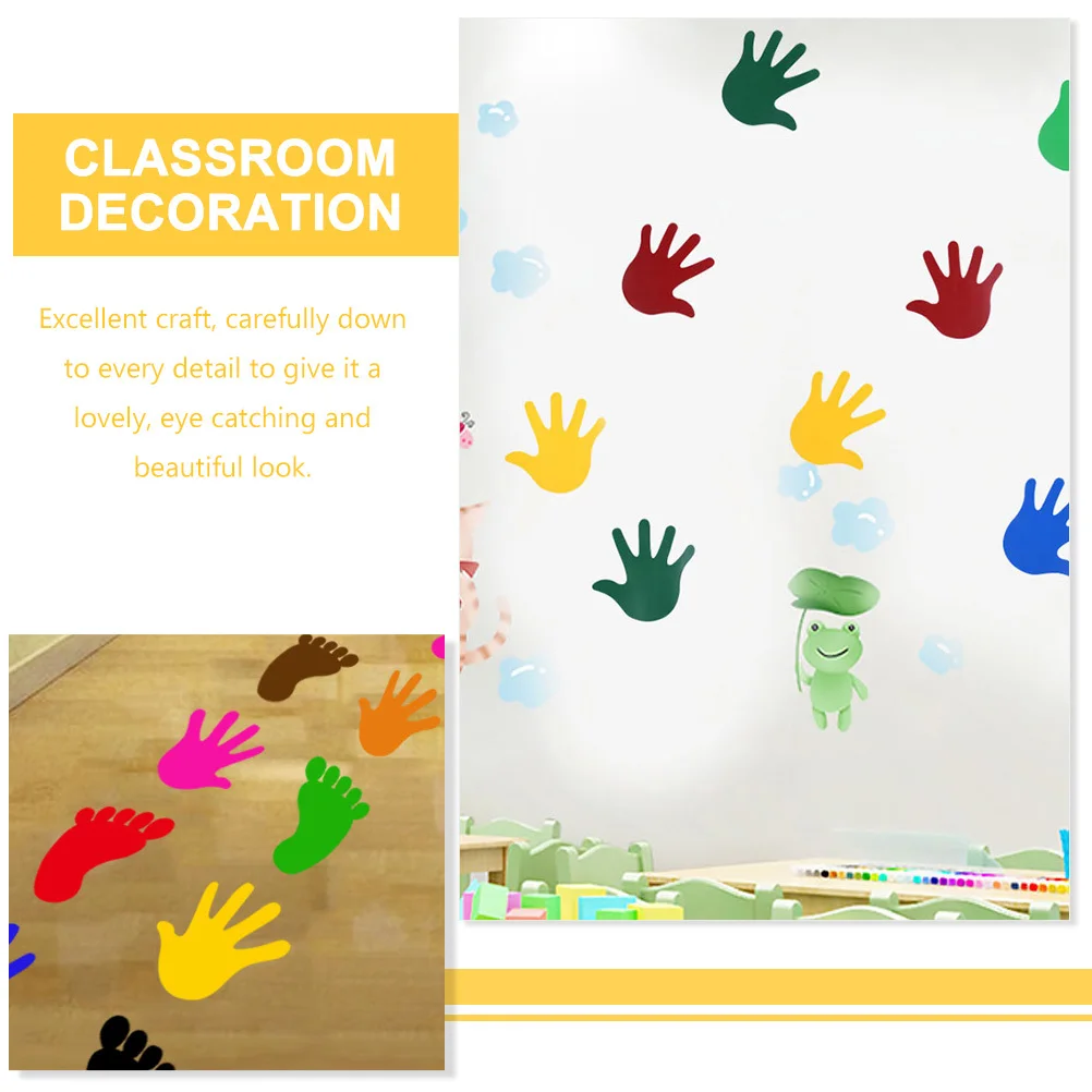 

10Pairs Palm-Shaped Wall Decal Cute Handprint Footprint Stickers for Kids Room School Home Wall Decoration Home Decor