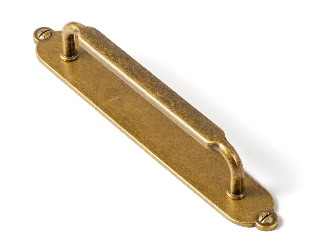 Goo-Ki 2 Pack Antique Brass Solid Zinc Alloy Cabinet Pulls with Plate, 5 Inch Hole Center Vintage Brass Drawer Pulls with Spacer Kitchen Cabinet Handles Hardware