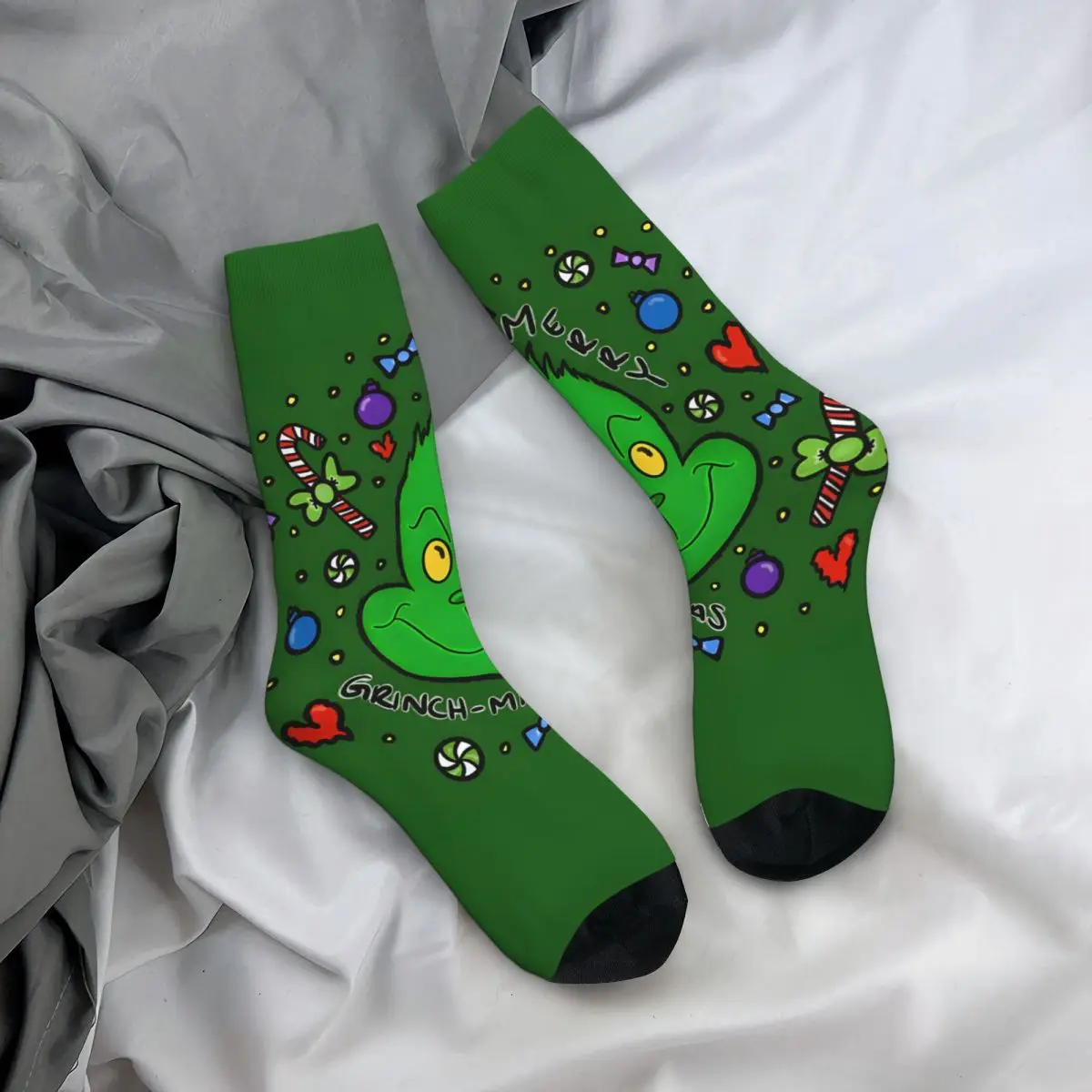 Crazy compression Merry Grinch-Mas Sock for Men Vintage Seamless Pattern Crew Sock Casual