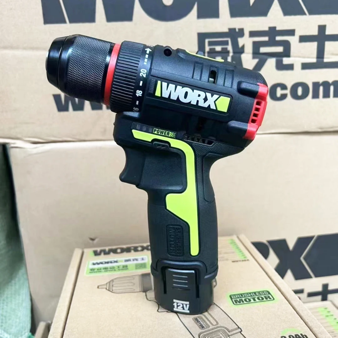 WORX WU130X 12V Bor Obeng Listrik Tanpa Kabel 40Nm Motor Tanpa Sikat untuk Pengerjaan Logam Peralatan Listrik Baterai Lithium Rumah