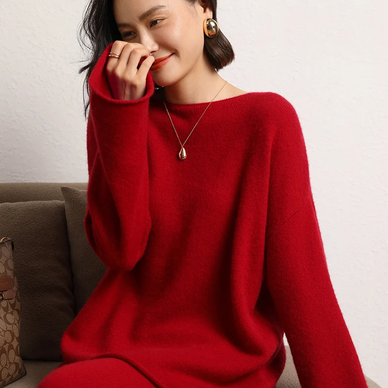 New Fashion Freeshipping 2023 Winter Knitwears Plus Size Women Sweater 100% Pure Cashmere Pullover Loose Women\'s Clothing SWS01