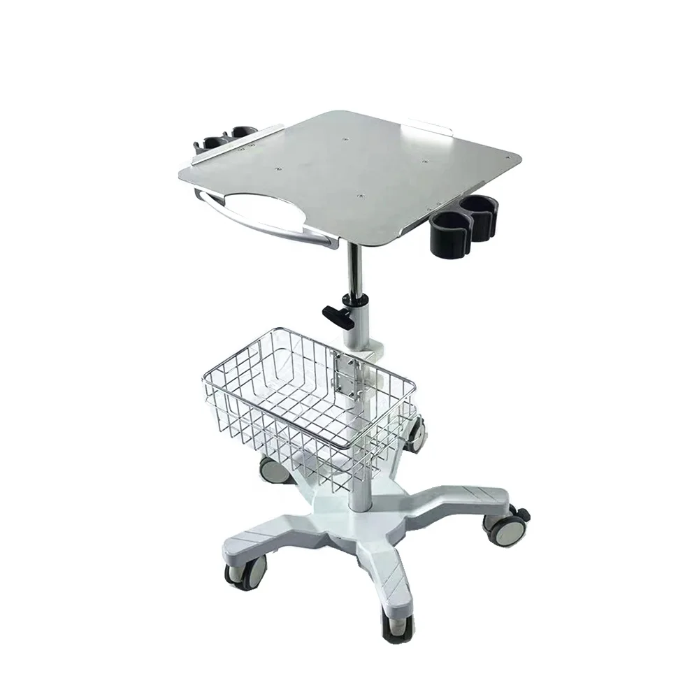 Height Adjustable B Ultrasound Scanner Machine Use Aluminum Trolley Cart Mobile Stand