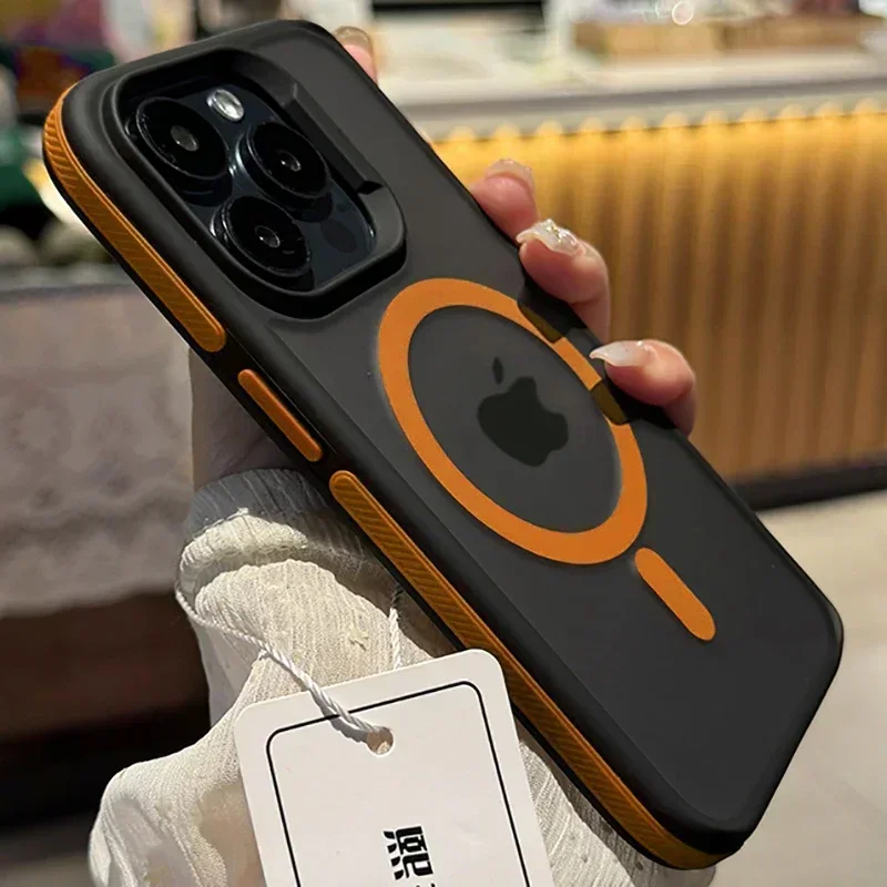 Nueva funda de teléfono magnética esmerilada mate Bicolor para iPhone 16 15 14 Plus 13 12 11 Pro Max cubierta dura translúcida a prueba de golpes