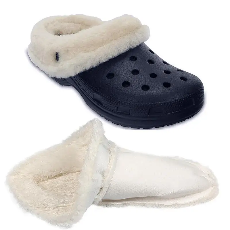 1 paio di solette in peluche calde invernali con ciondolo per scarpe con foro Crocs scarpe foderate in pelliccia zoccoli scarpe sostituibili ispessite accessori