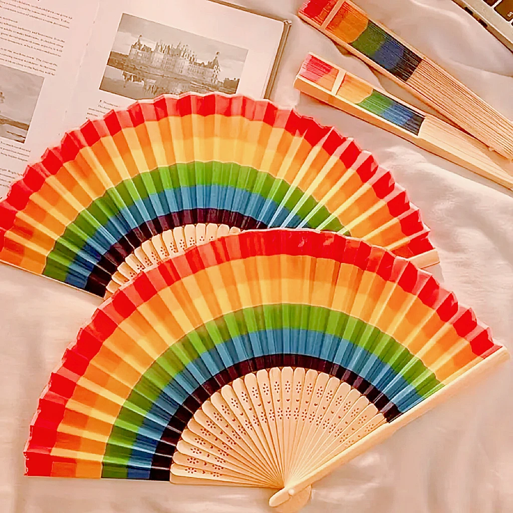 20/80 Pcs Chinoiserie Rainbow Fan Multi-Color Wedding & Party Gift Craft Ornament Home Decoration, mariage abanicos para boda