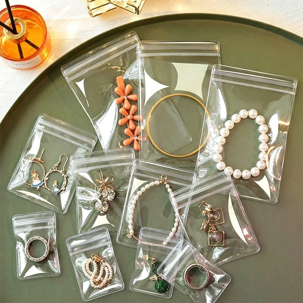 Multi-sized and multi-specification PVC transparent jewelry storage bags, jewelry packaging sealing bags, bracelet packaging bag