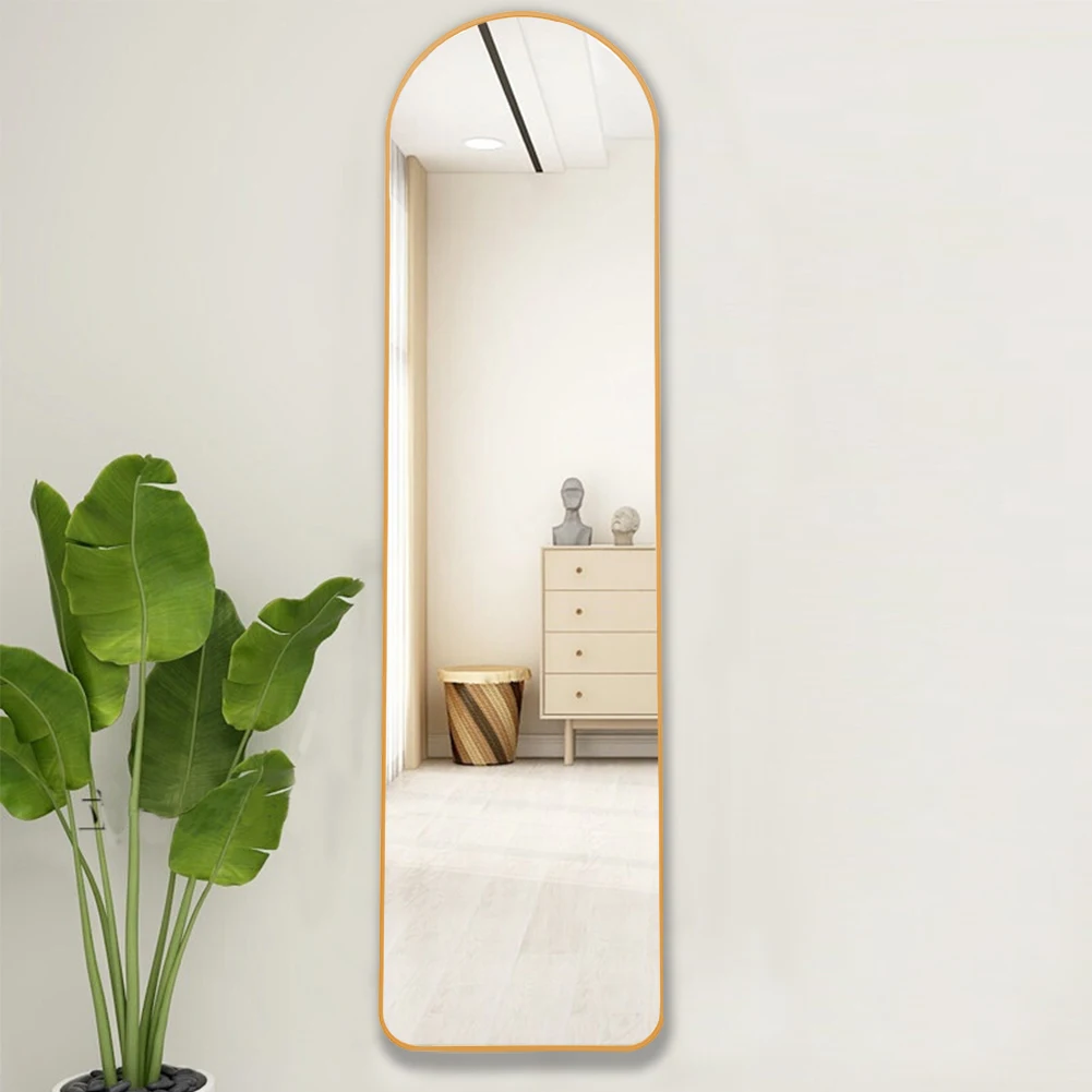 مرآة أرضية بإطار معدني مقوسة من Haodirect ، مرآة كاملة الطول مع حامل ، مثبتة على الحائط ، غرفة نوم وغرفة معيشة #5