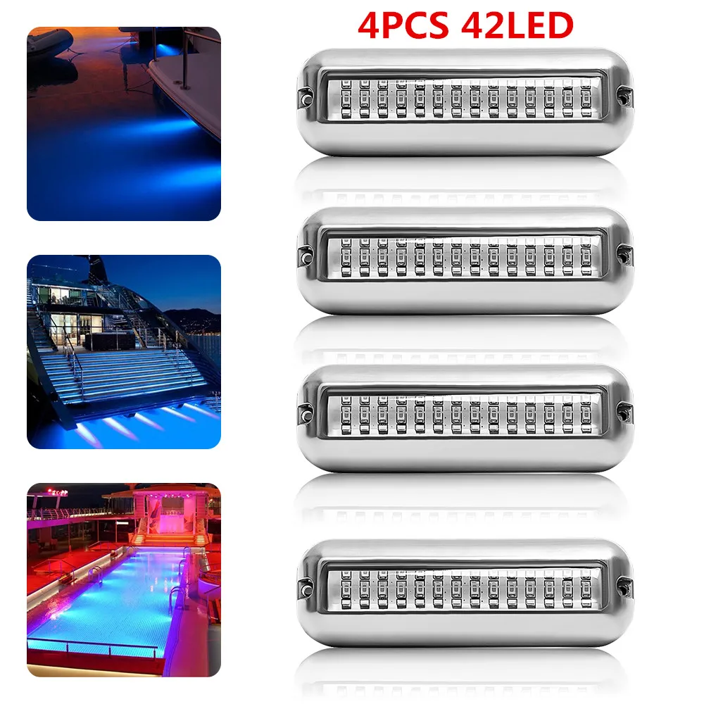 27/42 LED lumières sous-marines pour bateaux LED bateau lumière courante Marine Navigation lumière étanche Yacht cabine pont lampe bleu blanc