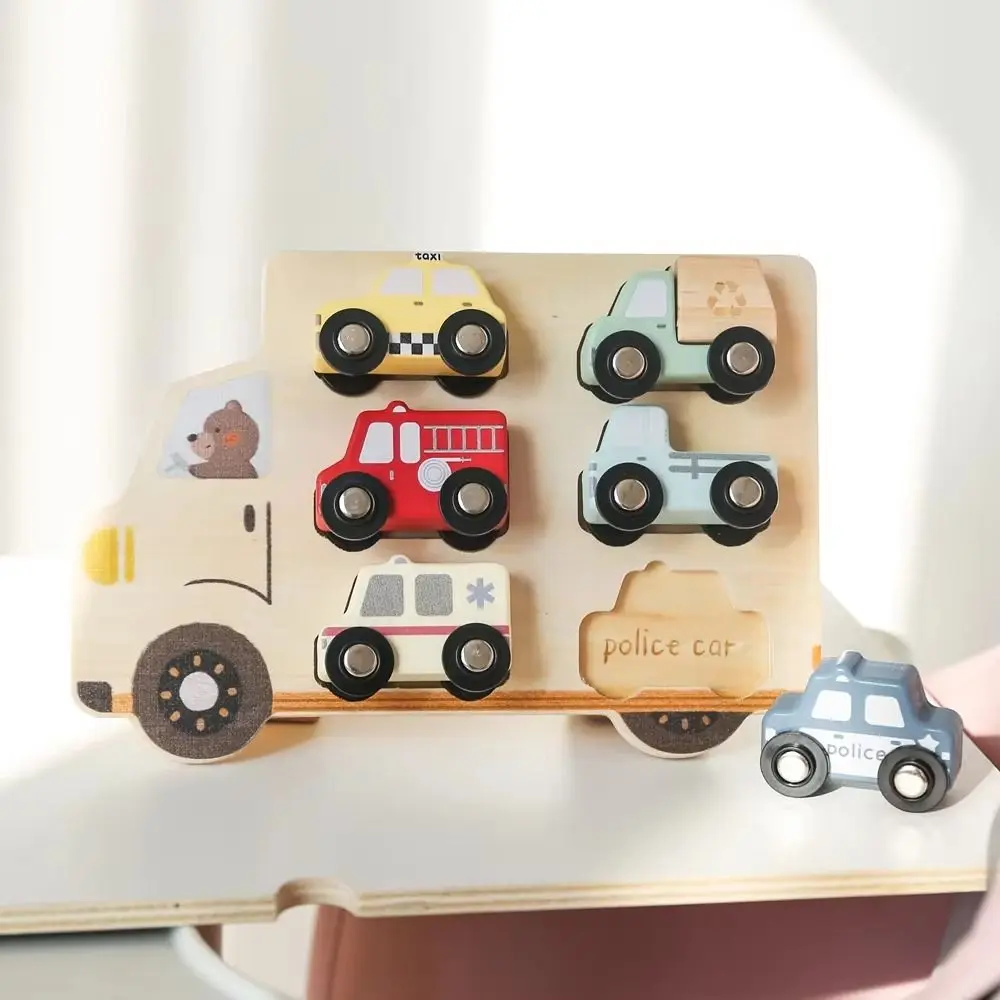 

Jigsaw Montessori Puzzles Toys Interactive Pattern Cognitive Wooden Geometry Puzzle Toys Challenges DIY Car Shape Puzzle Board