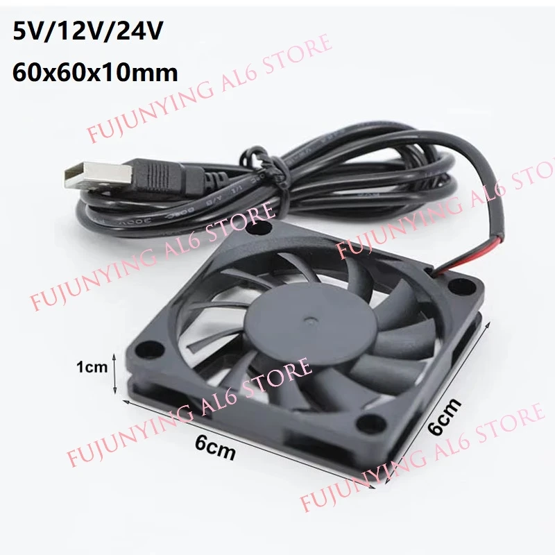 

1/2/5 шт. 6010 DC 5 В 12 В 24 В охлаждающий вентилятор USB Power Fan Бесщеточный охлаждающий вентилятор для приемника DVR TV Box Router 60x60x10 мм A6