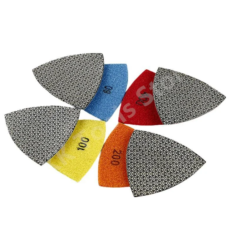 Imagem -04 - Triangular Diamante Polimento Pads Galvanizado Lixar Pad Telhas Pedra Mármore Concreto Vidro 60 120 200 400 Grit 90 mm Pcs