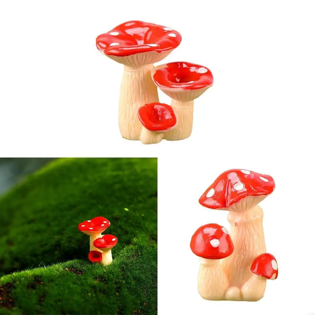 62KD Miniature Resin Mushroom Figurine Multipurpose Home Bedroom Balcony Decoration