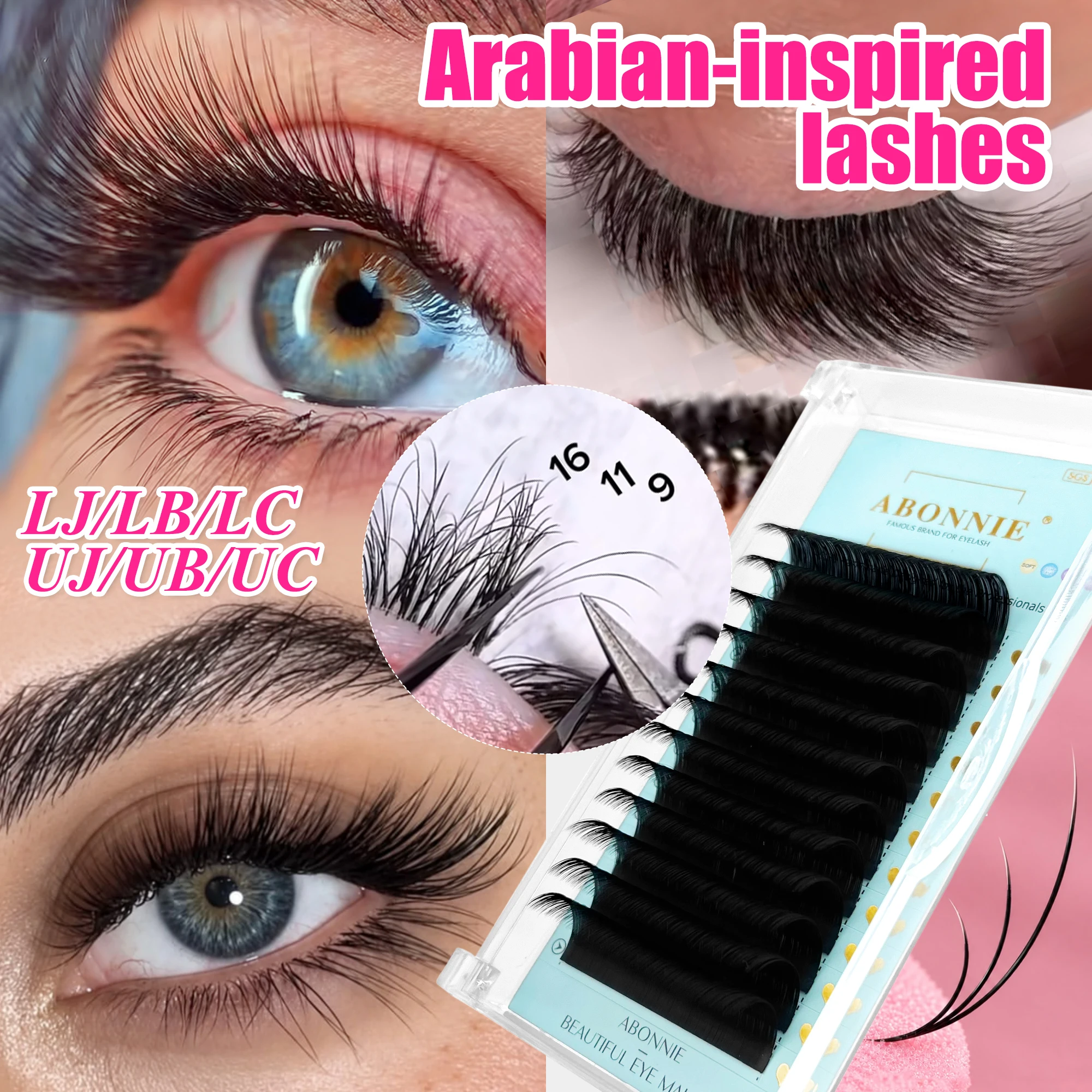 LAKANAKU Arabian Effect LB LC Curl Matt Black Cashmere Soft Fan Russian Volume Eyelashes UB UC Camellia накладные ресницы