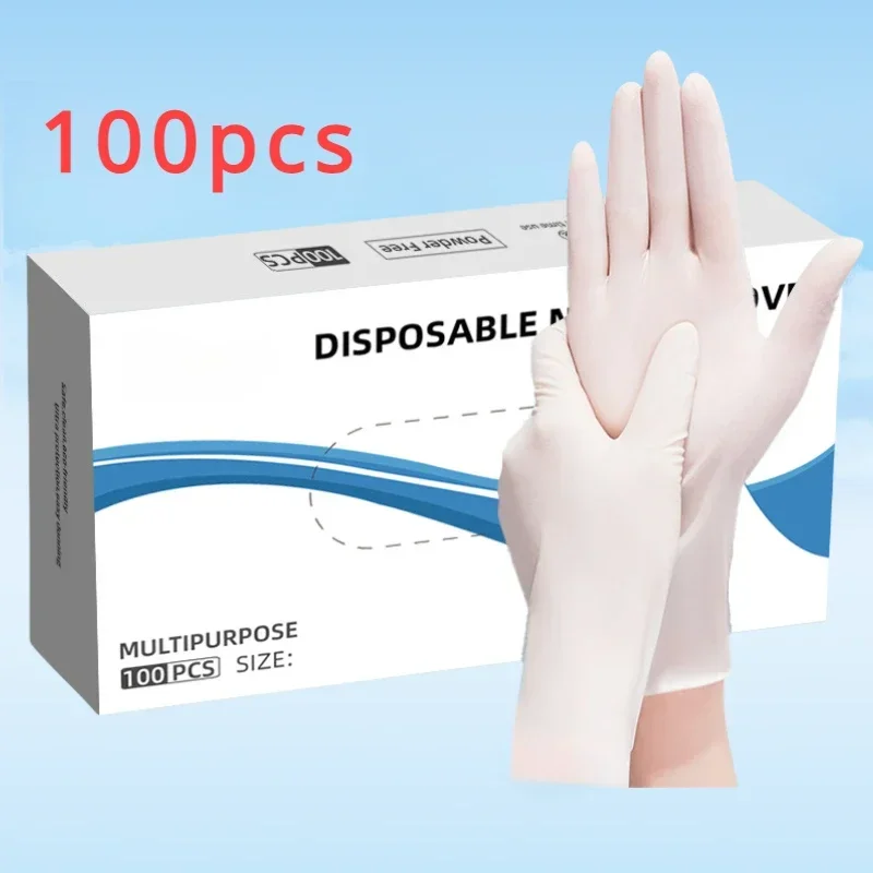 Latex-Free, Disposable and Waterproof Gloves for Family/Kitchen/Food Processing/Beauty Salon - 100PCS