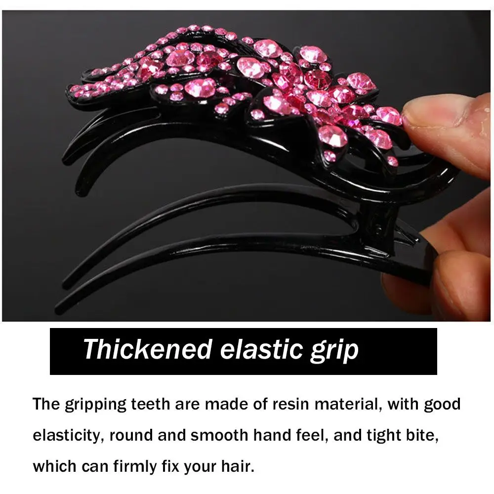 Fashion Rhinestone Hairpin Women Elegant Hair Claw Hairgrip Ponytail Headwear Duckbill Clip Party Wedding Daily Hair Accessories