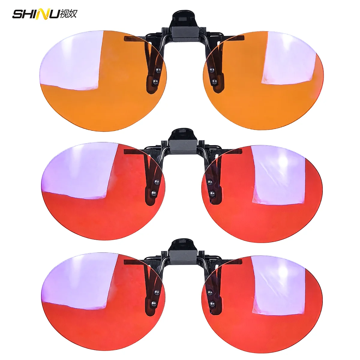 SHINU Rote Linsen-Clip-On-Brille zum Schlafen besser, runde orangefarbene Linse für Spiele oder Arbeiten, gelbe Linsen, Nachtsicht zum Fahren – Detail 28