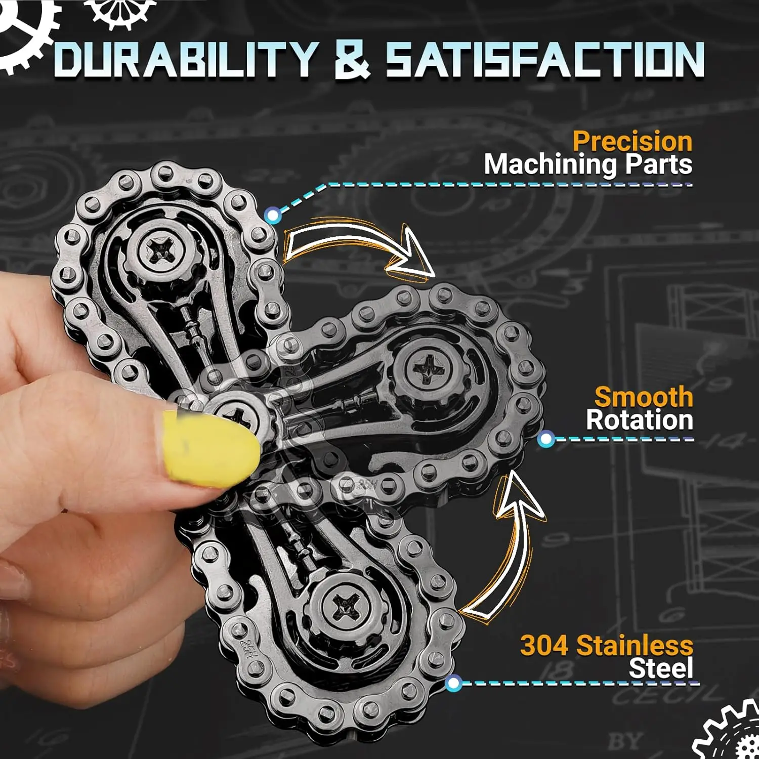 Chains Gear Fidget Spinner Gyroscope Fingertip Sprocket Hand Spinner Chain Gear Metal Spinning Top Wheel Gear Chain Gyroscope