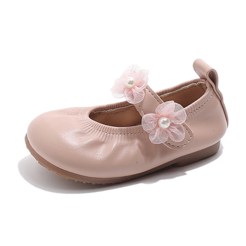 

Soft Leather Ballerina Shoes For Baby Girls Cute Round Toe Lace Flower Deco Mary Janes Toddler Kids Elastic Flat Walking Zapatos