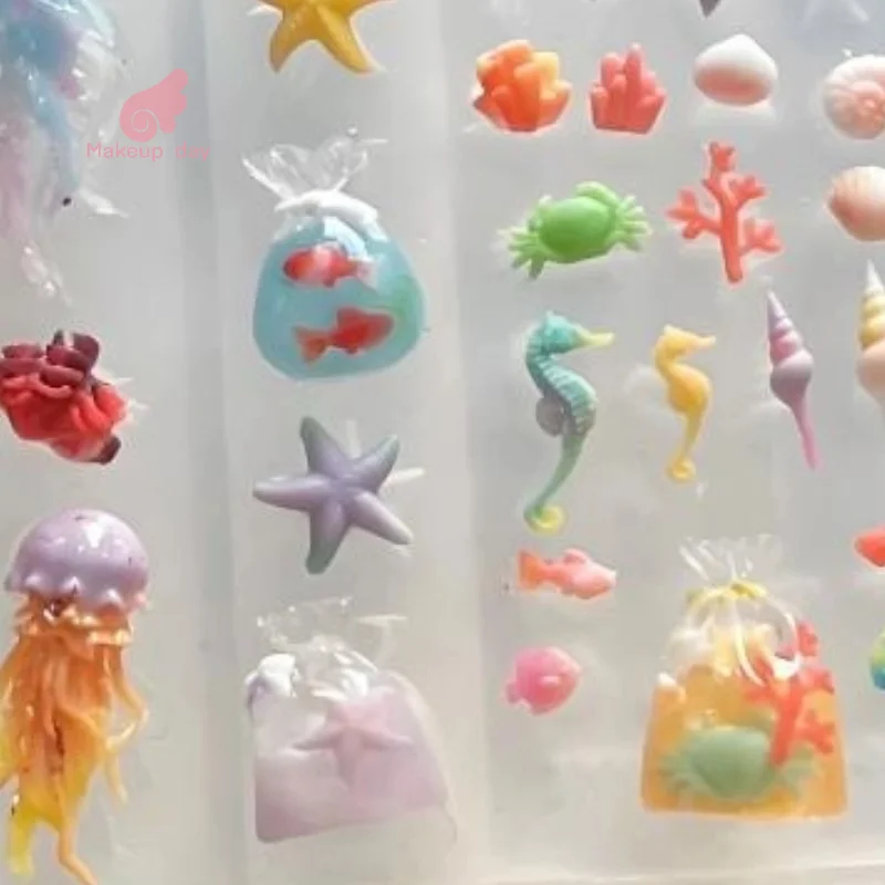 

3D серия Ocean, силиконовая форма для ногтей, прозрачная DIY медуза, морская звезда, ракушки, украшение для ногтей, маникюрная форма для поделок ногтей