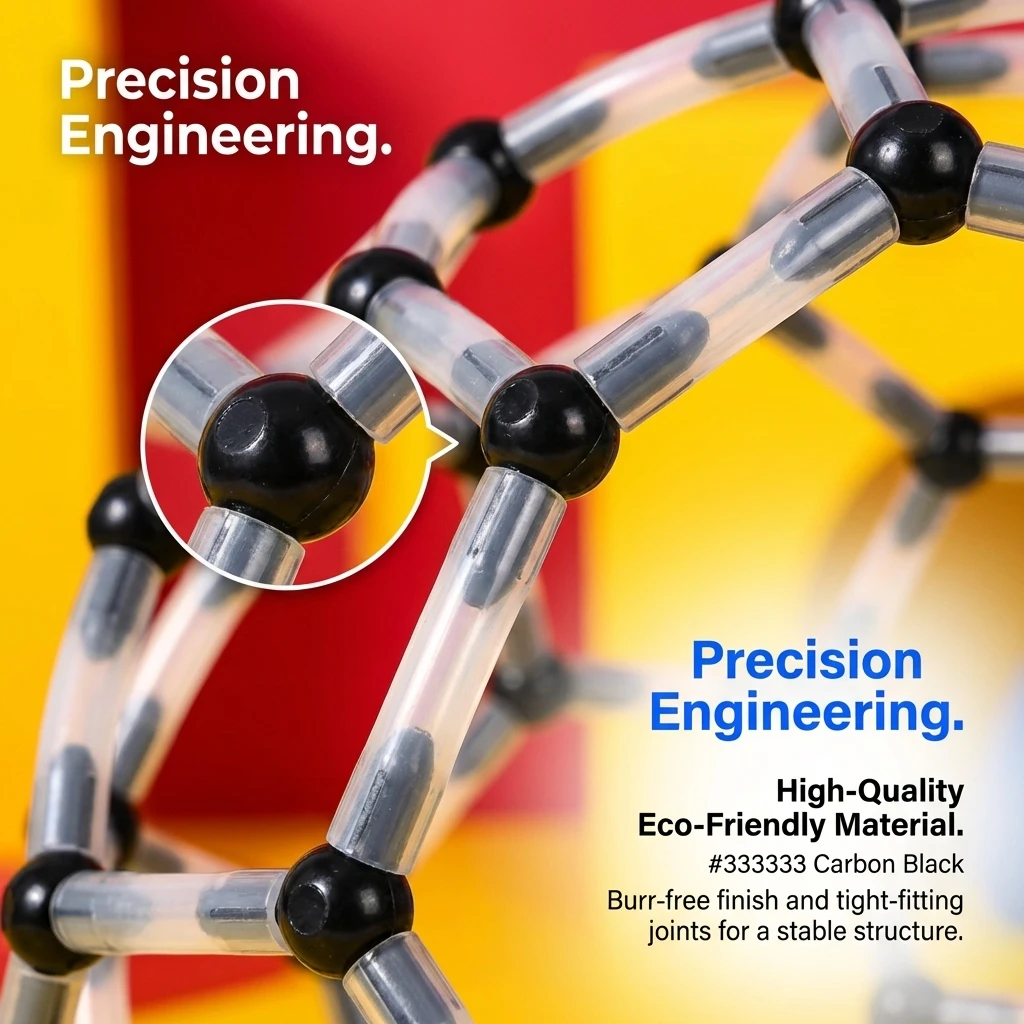 STEAM DIY Assembly Kits Tensegrity Fullerene C60 Molecule Model 3D Stick Chem Structure Physics Science Educational Adults Gifts