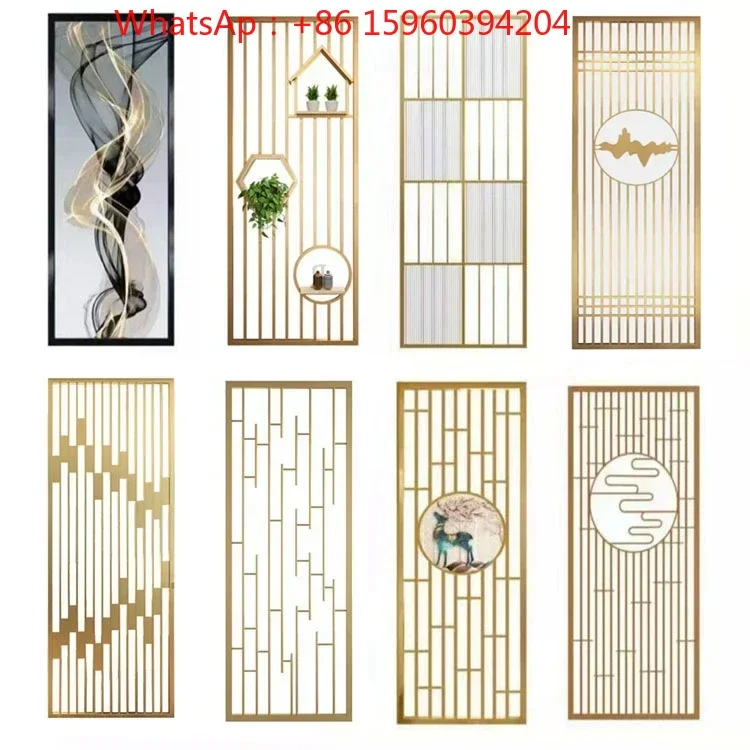 

Custom stainless steel screen pattern hollowed-out carved new Chinese style partition metal light luxury grid aluminum plate