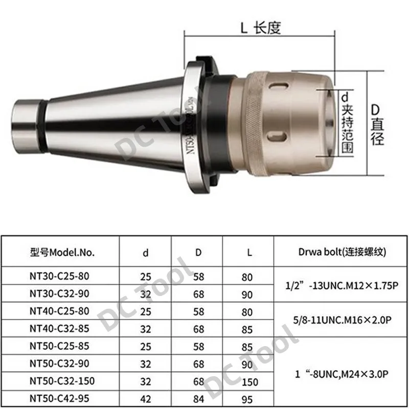 C32 Milling Machine BT30 BT40 BT50 NT30 NT40 NT50-C32 Quick Change Strong Milling Chuck C32 Strong Tool Handle Clamping