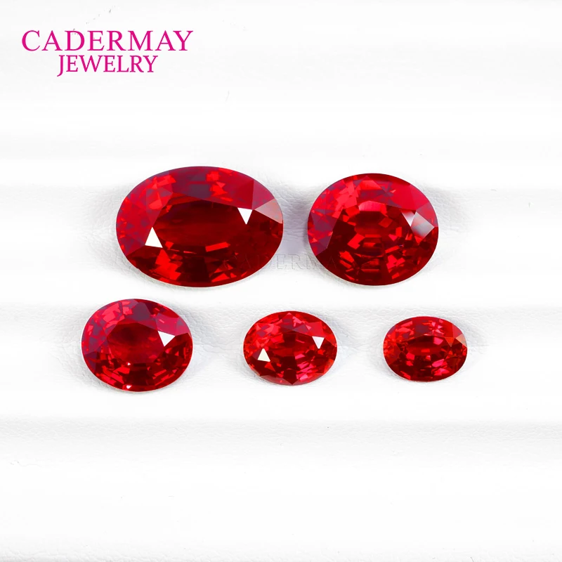 

High Quality Thai-Cut Lab Ruby Oval Shape Pigeon Blood Red Ruby Loose Gemstones Thailand Cut Synthetic Ruby For Making Jewelry