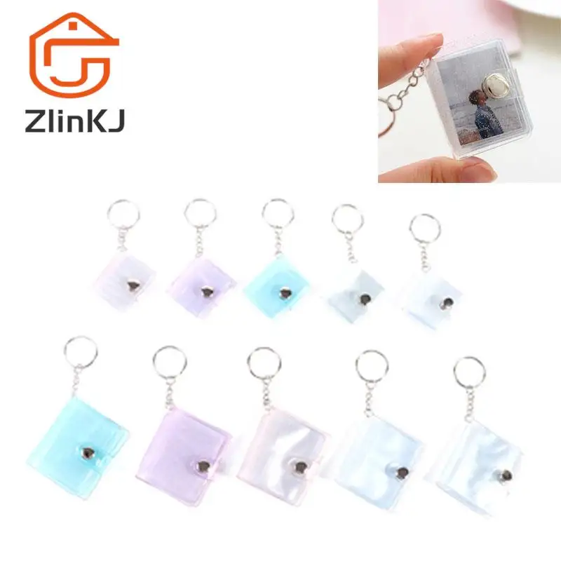 1pc Fashion Holder Photos Bag Key PVC Sequins Mini Photo Album Pendant Keychain Transparent Sticker Name Card