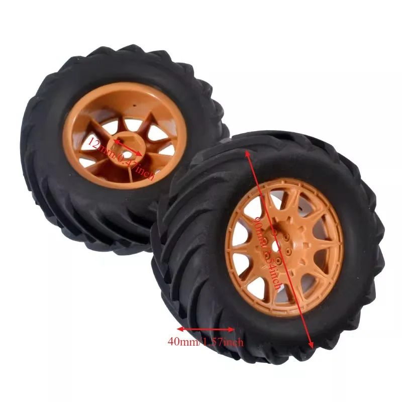 RC Auto 4 Stück 90 mm Monster Truck Buggy Reifen Rad 12 mm Sechskant für Trxs E-Revo 1/16 MJX 16207 16208 SCY 16101 HBX Upgrade-Teile
