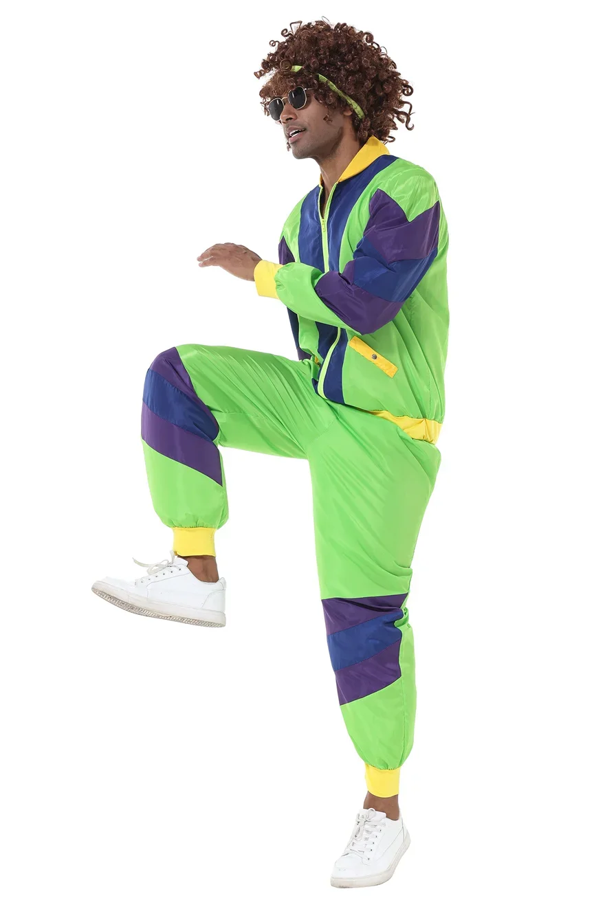 Adulto homem 80s 90s retro sportwear hippie disco cosplay traje roupas halloween carnaval terno festa role play roupas