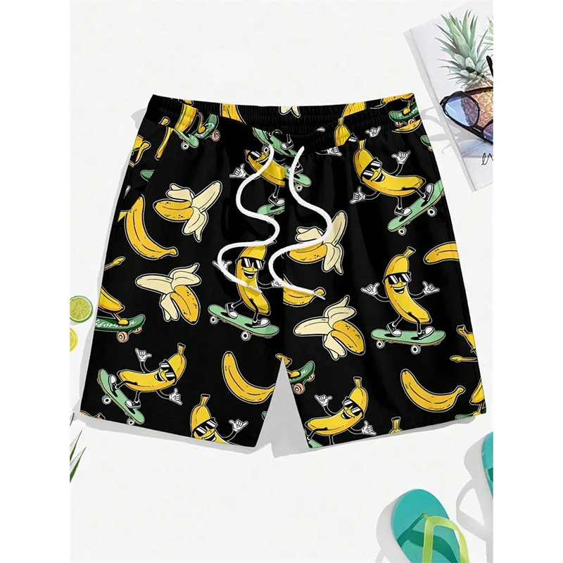 

Hip Hop Funny Banana 3D Graphic Men Beach Short Cool Humour Print Design Board Shorts Summer Outdoor Casual Fashion Short Trunk