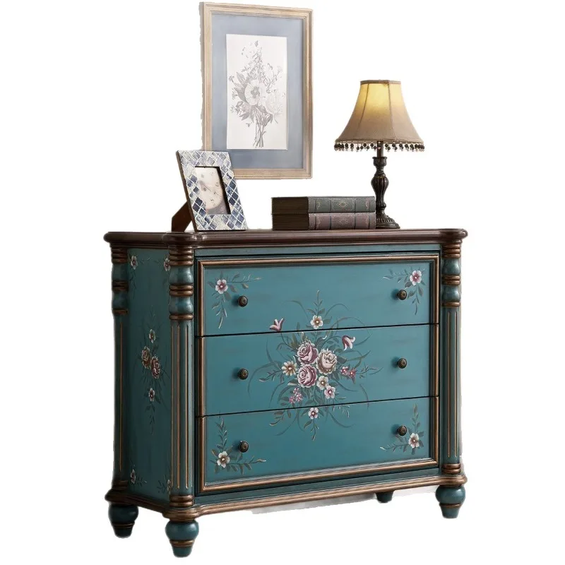 

bedside table, entrance cabinet, European chest of drawers, storage cabinet, pastoral bedroom, high cabinet, vertical cabinet