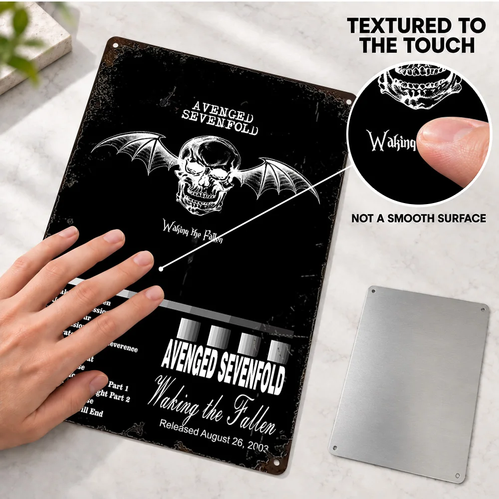 Avenged Sevenfold Waking The Fallen Textured Metal Poster Customized Aluminum Sign Album Cover Design Wall Art For Home Office