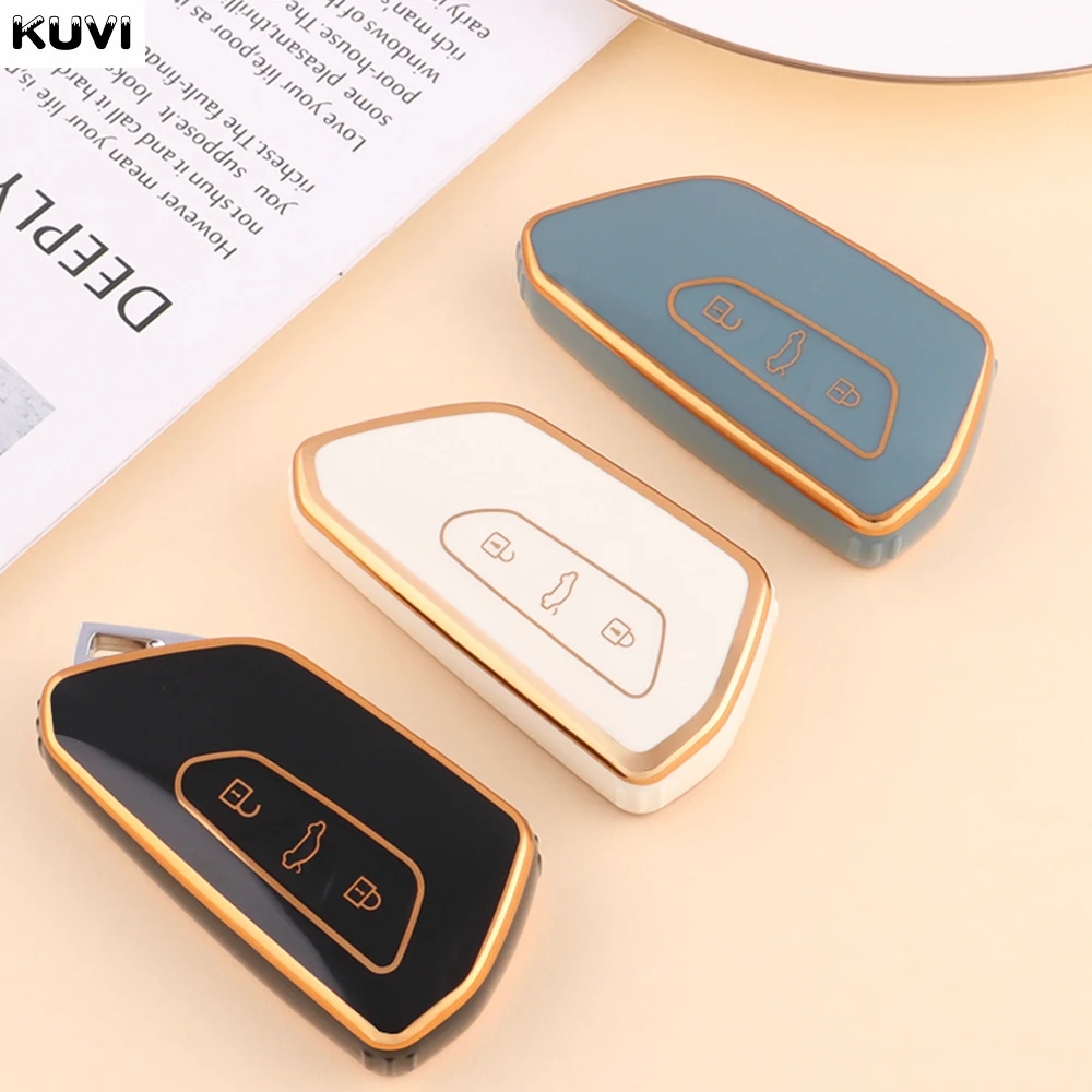 حافظة مفاتيح السيارة من البولي يوريثان غطاء شل فوب لسيارة Volkswagen VW Golf 8 MK8 ID-4 ID-6 لسكودا اوكتافيا A8 لمقعد ليون FR MK4 Cupra #2