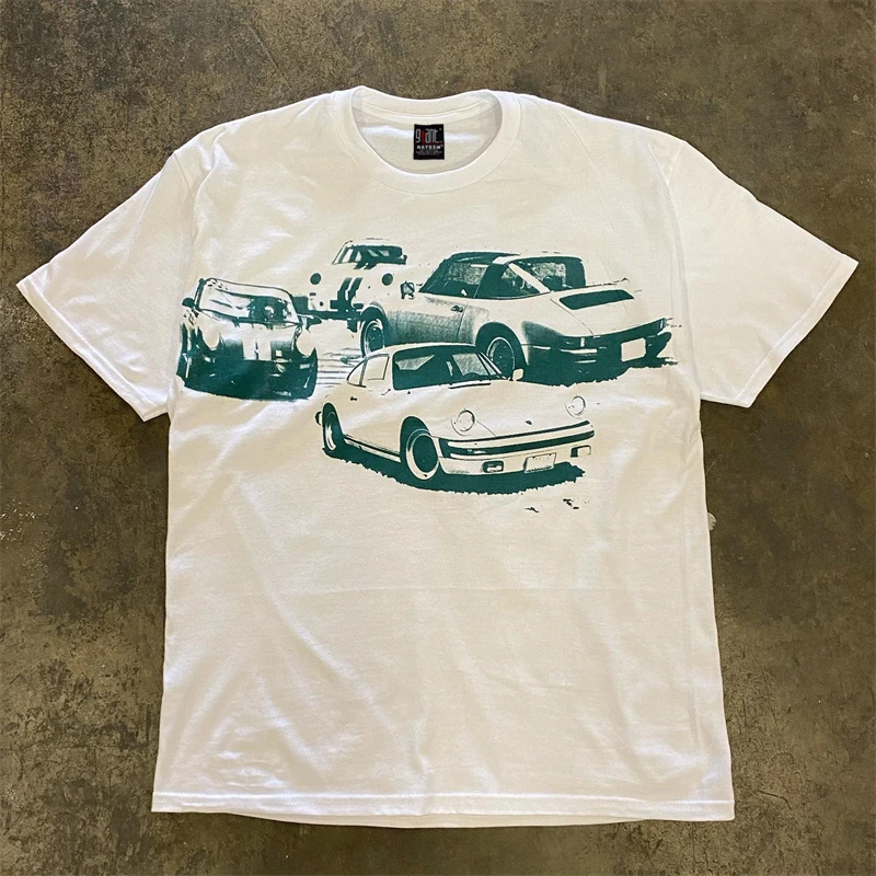 

Pure Cotton 260g Heavyweight Short Sleeve T-Shirt Xiao Chen Story Multi Hong Kong Style Carriage Design Couple's Tee