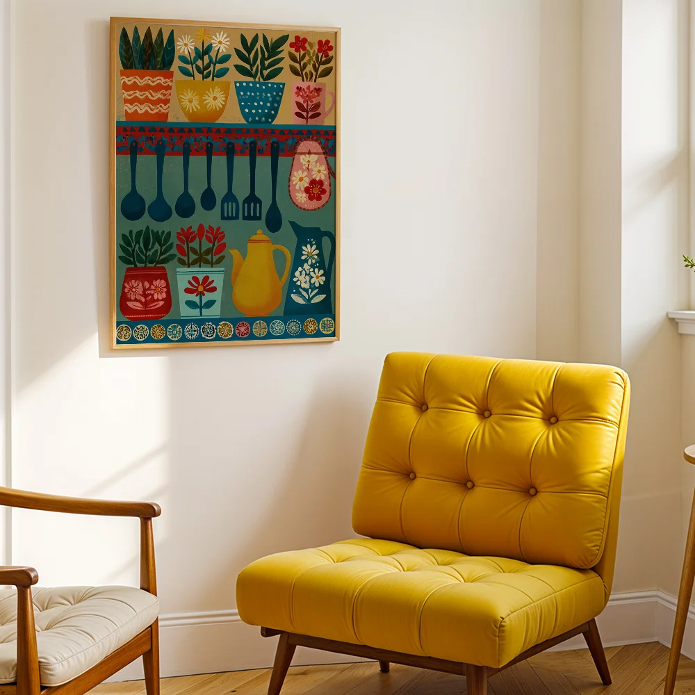 Bohemian Style Canvas Wall Art,2D Printed Poster And Hanging Prints,Vintage Wall Decor For Living